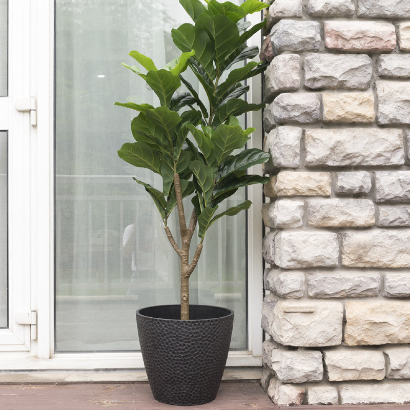 Abiella Pot Planter, Black, 13.78" H x 7.87" W x 11.81" D, 2