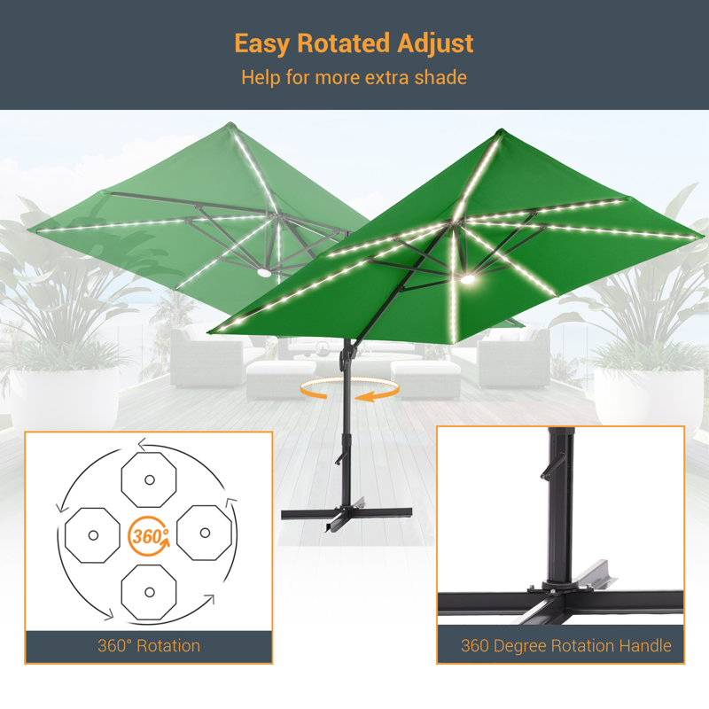 Parasol pivotant à 360 degrés Leipsic 120, Vert trèfle