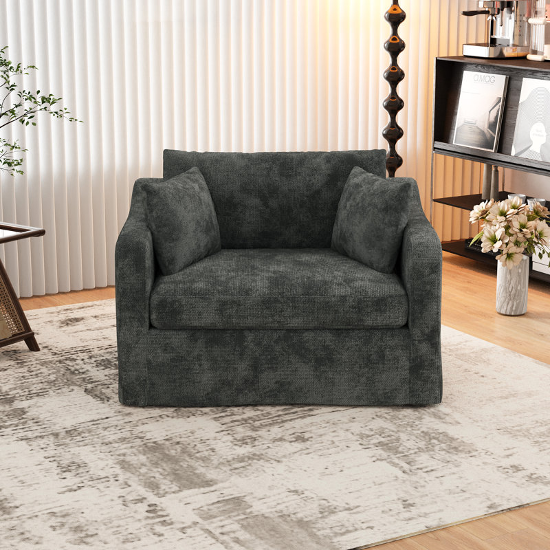 Fauteuil d'appoint en chenille 45,27 po, Gris anthracite