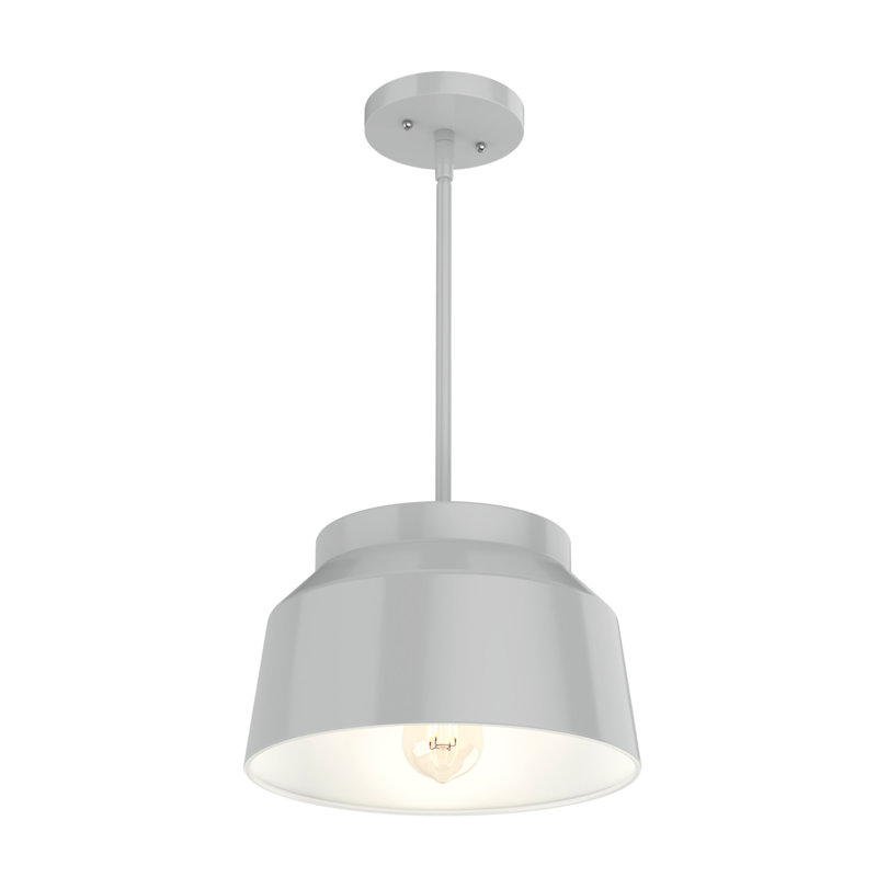 Mid-Century Modern Dove Grey Aluminum Pendant Light with Glass Shading
