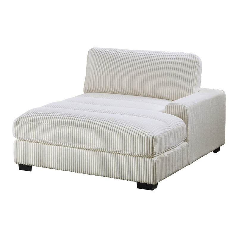 Chaise longue en velours côtelé Bahadur, Beige