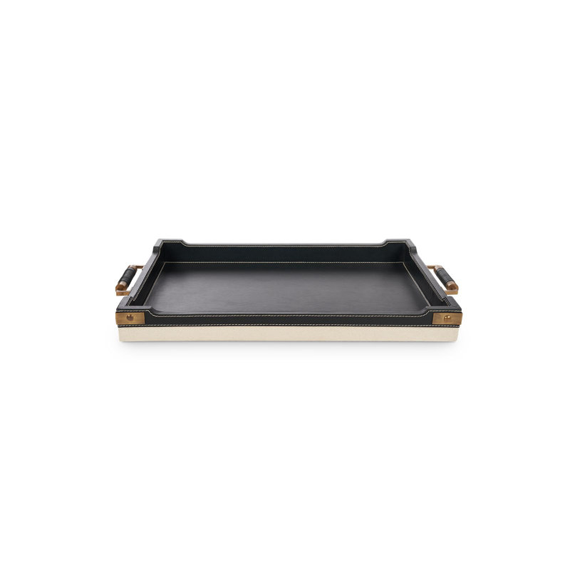 Toulon Decorative Tray, Black/Walnut