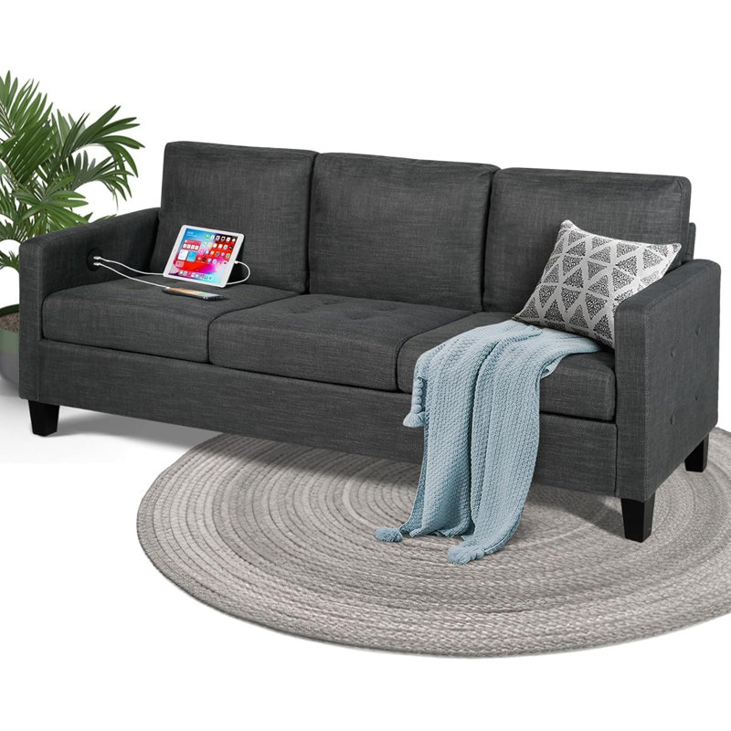 Canapé 71 places l 71 "avec ports USB, Gris foncé