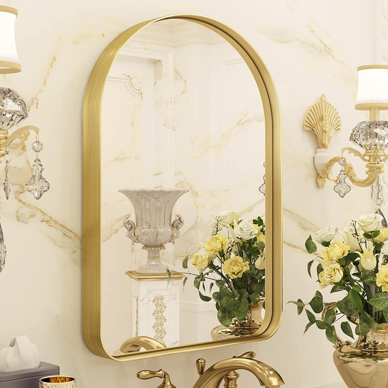 Miroir d'appoint mural Briannon, 20 po x 30 po, Or