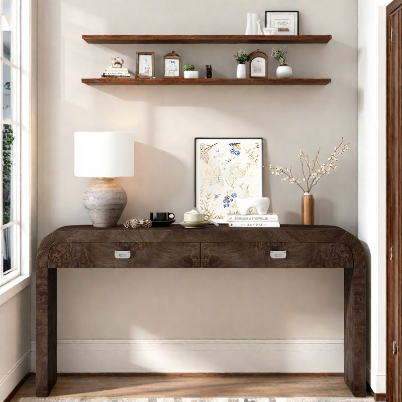 Table d'entrée moderne avec 2 tiroirs, Marron foncé
