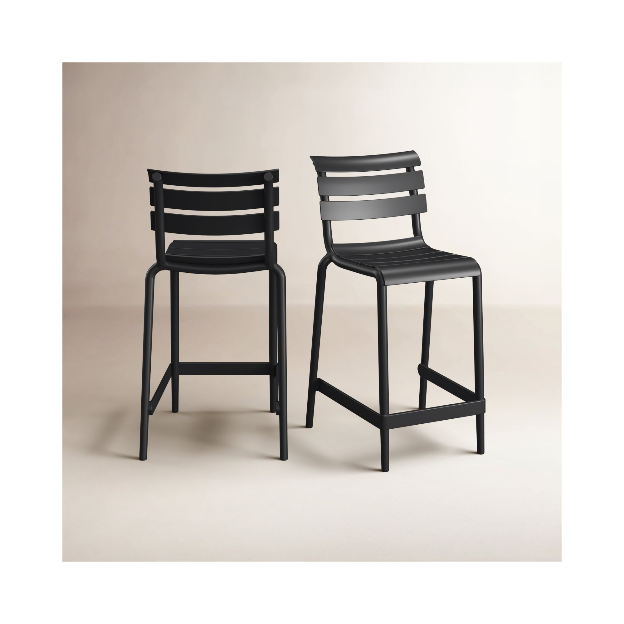 Ruta Outdoor Counter Stool, 25.60", Black
