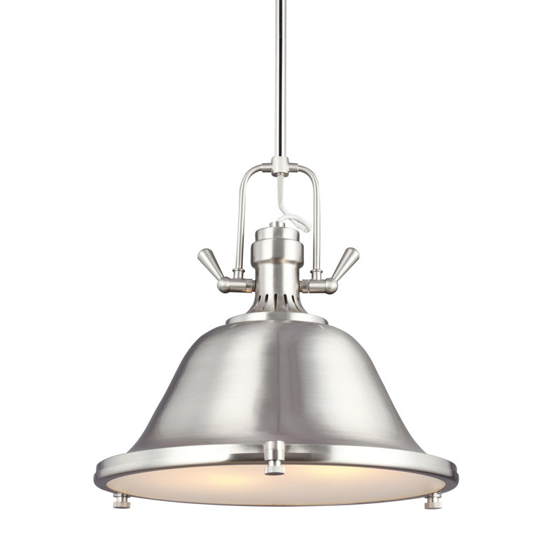 Luminaire suspendu en forme de cloche à 2 lumières Chiaramonte, Fluorescent, Nickel brossé