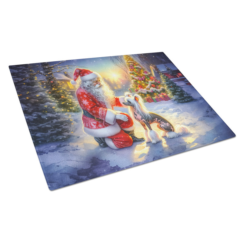 Planche à découper en verre chinois à crête et père Noël