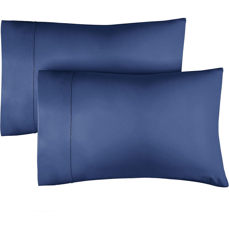 100% Cotton Pillowcase Set, 400 Thread Count Hotel Luxury Pillowcases, Soft & Breathable, Set of 2, Navy Blue, King