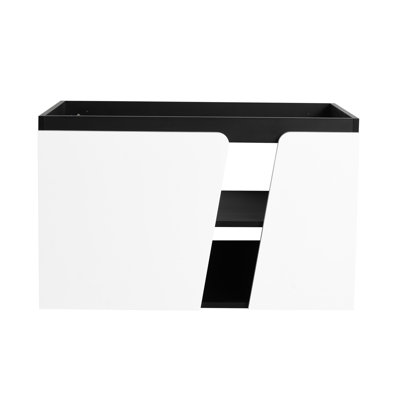Meuble-lavabo moderne 32 po, option de fermeture en douceur, blanc et noir 32 po avec fermeture en douceur, fixation murale
