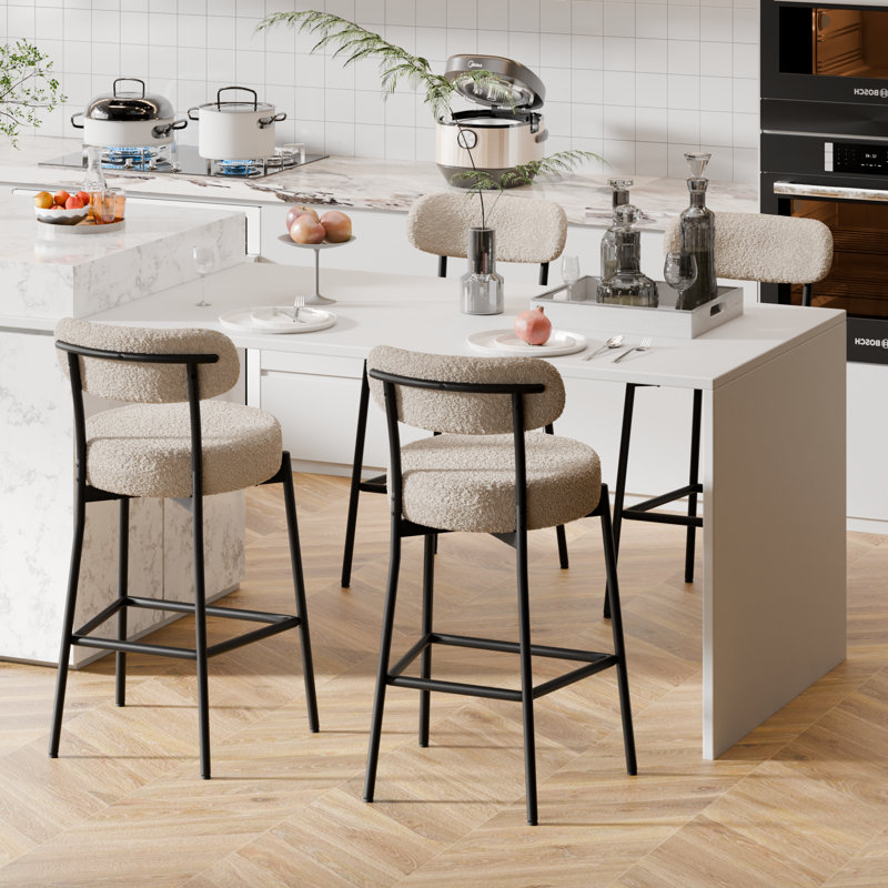 Upholstered Counter Height Bar Stool, Beige