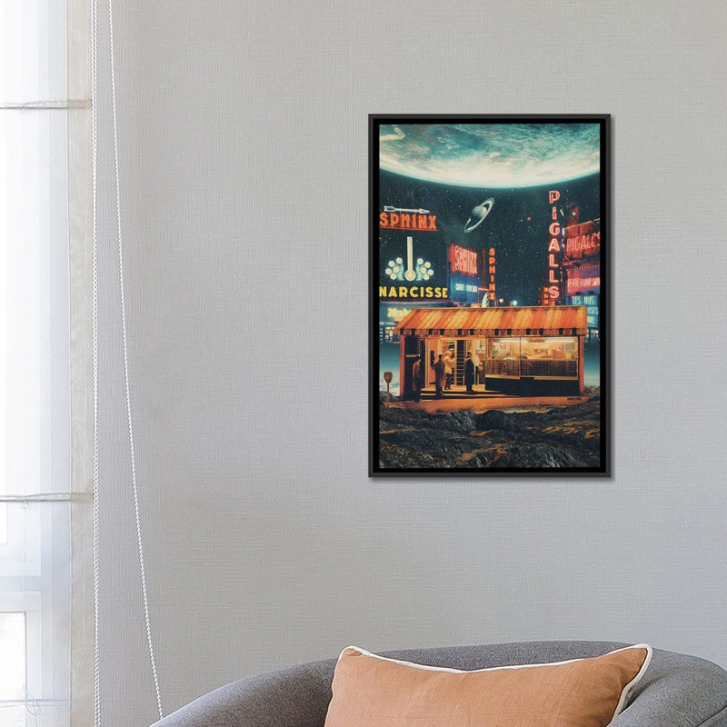 A Postcard From Year 2347_1PC6, Black Floater Framed, 26" H x 18" W