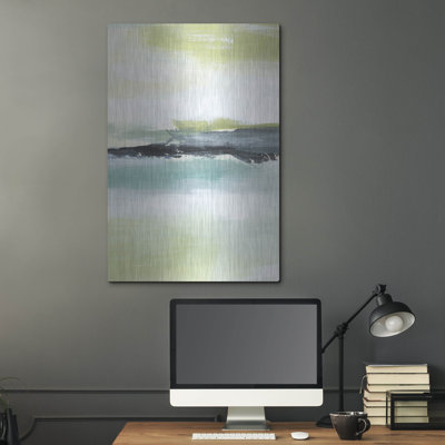 Art mural en métal luxueux «Sea Green Layers 4» par Annie Warren, 24 po x 36 po