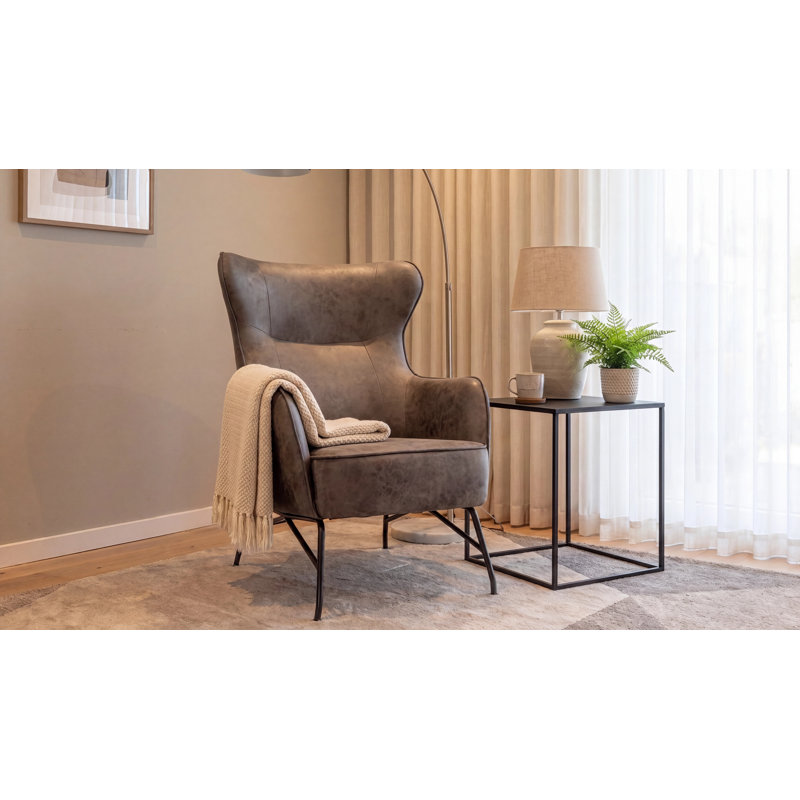 Colm Upholstered Wingback Chair, Charcoal