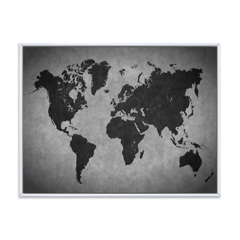 Ancienne carte du monde, reproduction de cadre flottant sur toile, H 12 po x l 20 po x p 1 po, Blanc