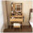 Compact Vanity Table with LED-Illuminated Mirror, Power Outlet, Hairdryer Holder, and Stool for Small Bedrooms-129911233