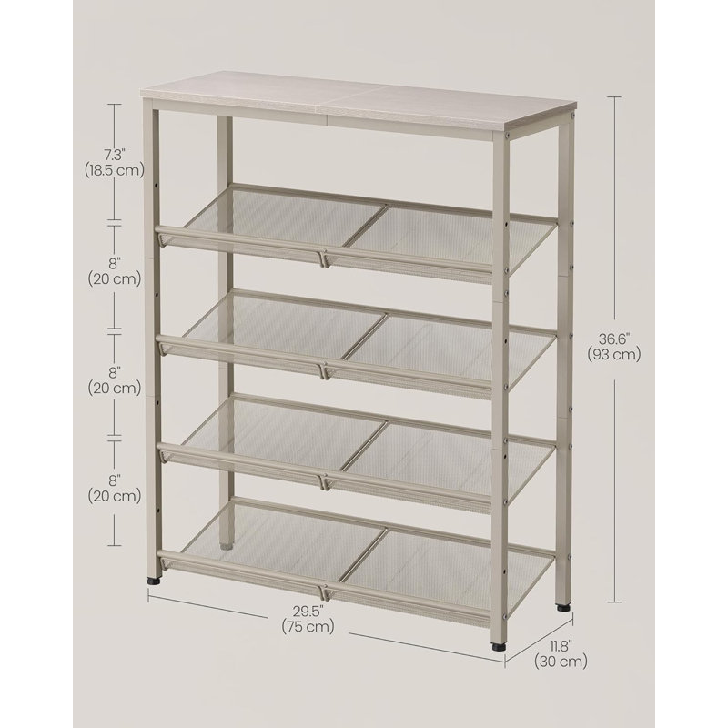 5-Tier Shoe Rack Organizer With Adjustable Mesh Shelves And Spacious Top, Freestanding Industrial Entryway Storage Solution