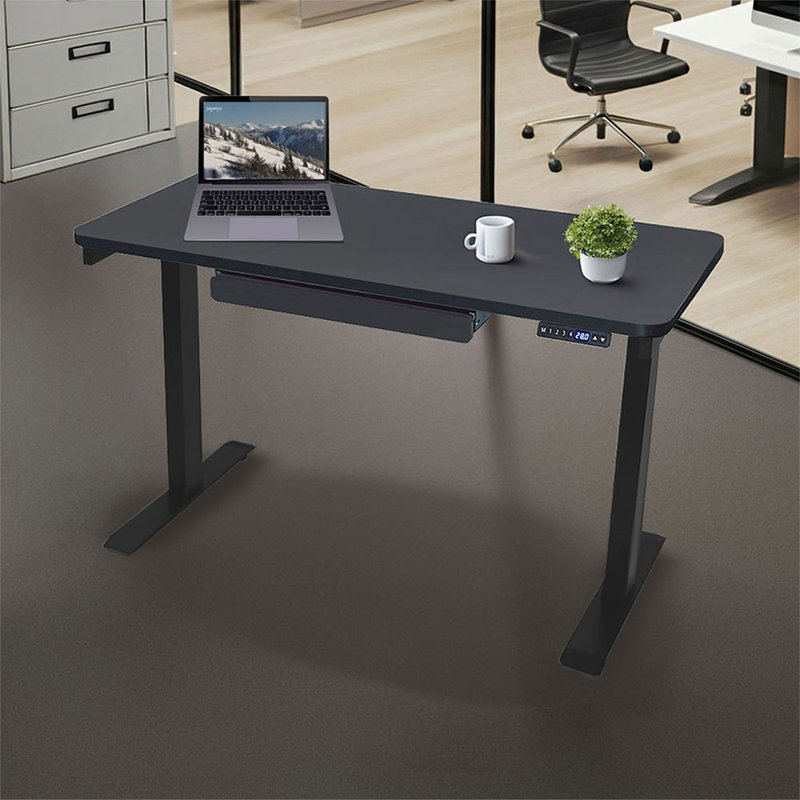 Kaylan RISE 2 Series 48" x 24" Electric Sit-Stand Desk w/ Dual Motors and Drawer, Black