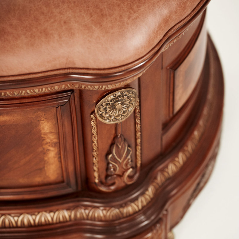 Cortina Honey Walnut Leather Storage Bench