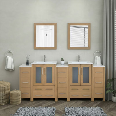  Ensemble de meuble-lavabo double encadré 84 po