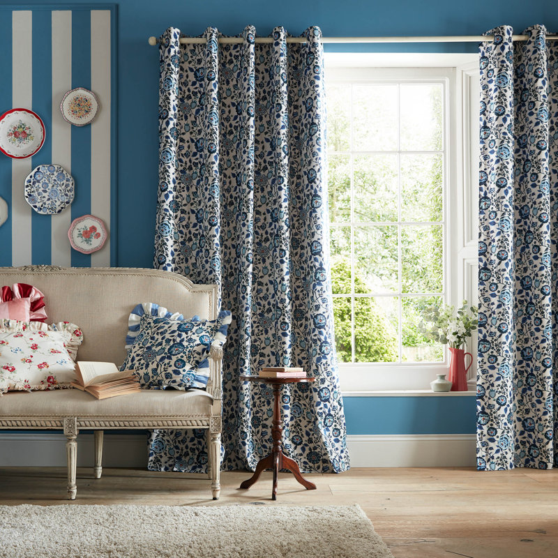 Strawberry Garden Blackout Eyelet Curtain, 163cm Width x 137cm Drop
