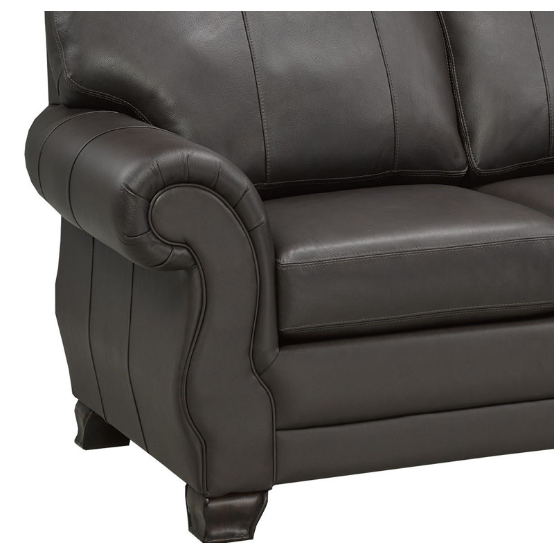 Jettie 66" Genuine Leather Rolled Arm Loveseat, 39'' H X 66'' W X 37'' D