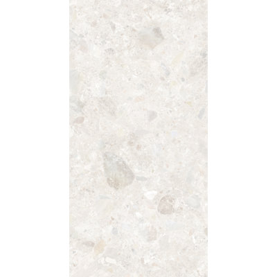 24"x48" Ceppo Terrazzo White Stone Look Porcelain Tile, Matte Finish