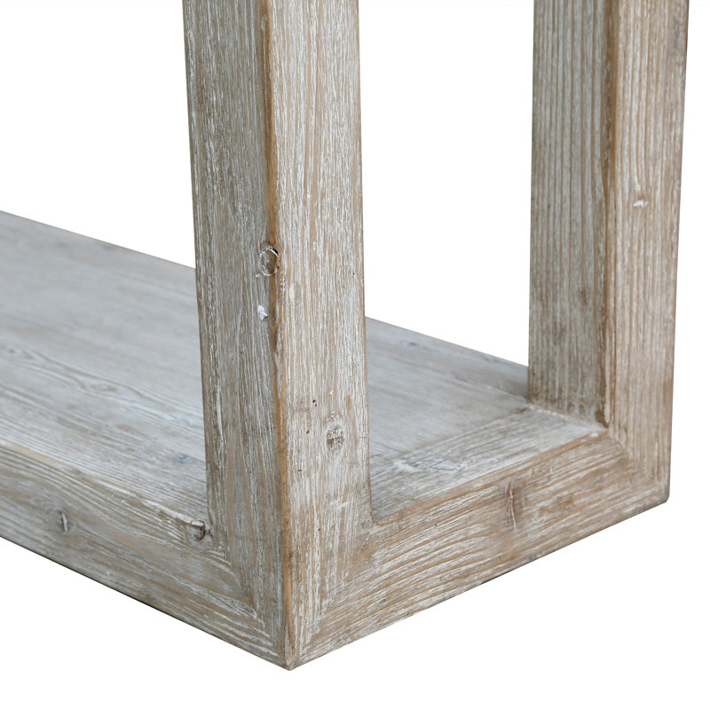 Lily's Living Versatile Large Peking Grand Framed Console Table, Weathered White Wash Finish, 67 Inch Long, Gray Wash