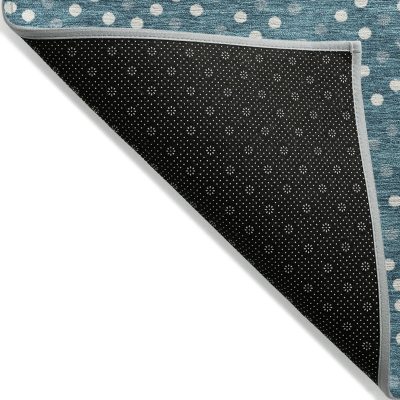 Teal Synthetic Flat Woven Washable 3' x 5' Area Rug