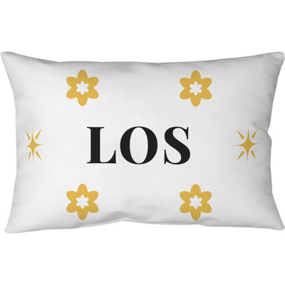 LA Purple Gold White Spun Polyester Pillow 25 inch x 18 inch