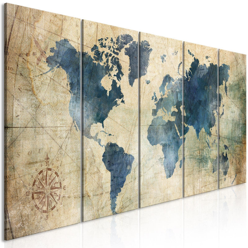 Carte rétro sur toile, reproduction de 5 pièces