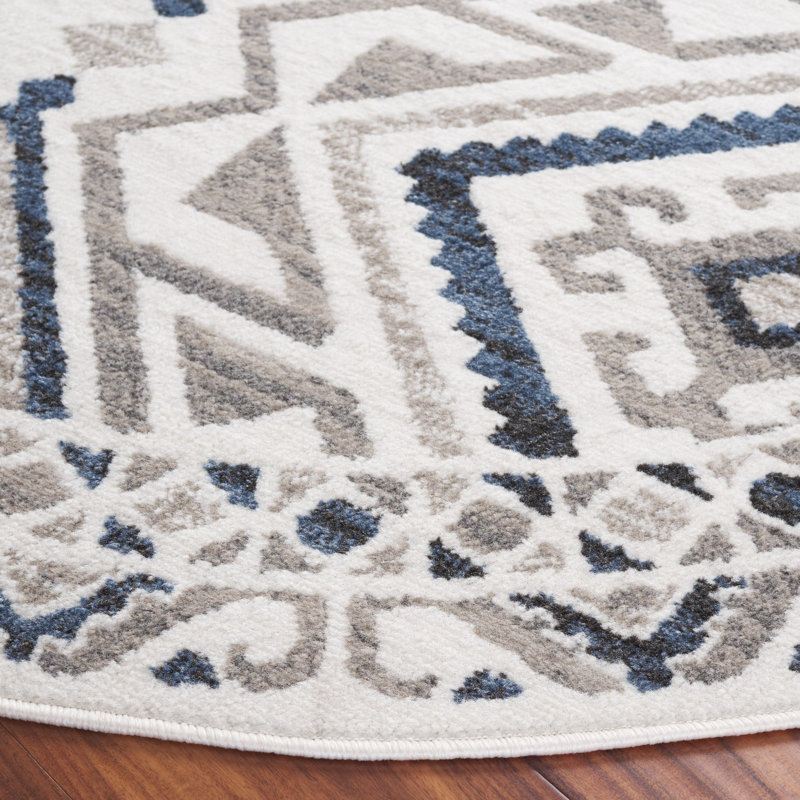 Tapis en jute / polypropylène tissé à la machine Nagelly, Rond 6 pi 7 po