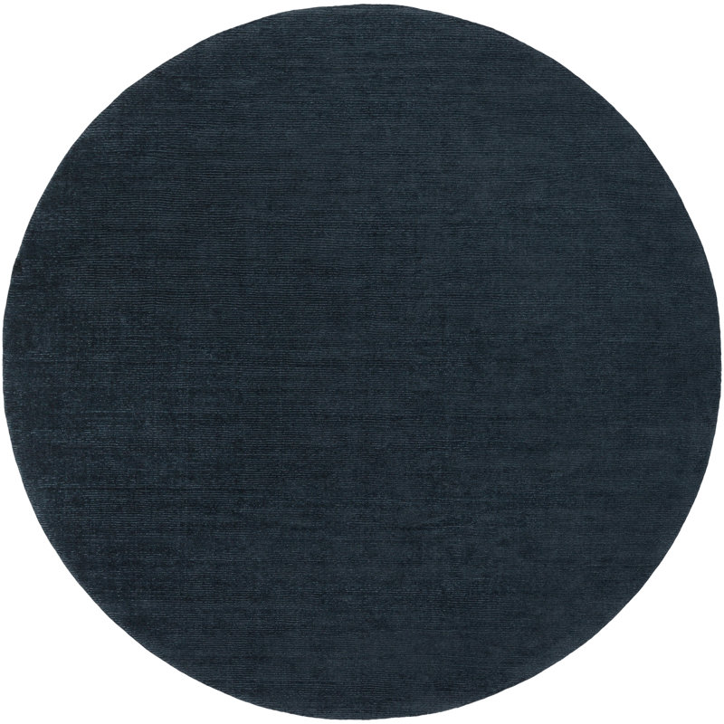 Crowe Wool Dark Blue Area Rug, Round 9'9"
