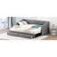 Lit de jour simple TG à très grand lit avec deux tiroirs rembourrés, gris - Lit élégant et pratique pour les espaces de bureau, tiroirs de rangement, maisons modernes et confortables