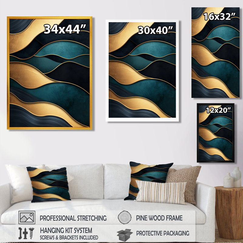 Ramsel - Abstract Canvas Prints, Noir, Reproduction encadrée sans passe-partout, H 20 po x l 12 po