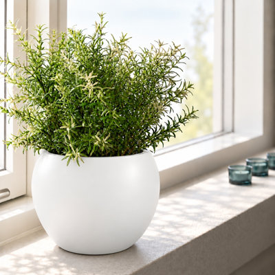Pot à fleurs en strobone intérieur / extérieur Kute Nest - blanc de Santorin P 12 po (ouverture 7,8 po)