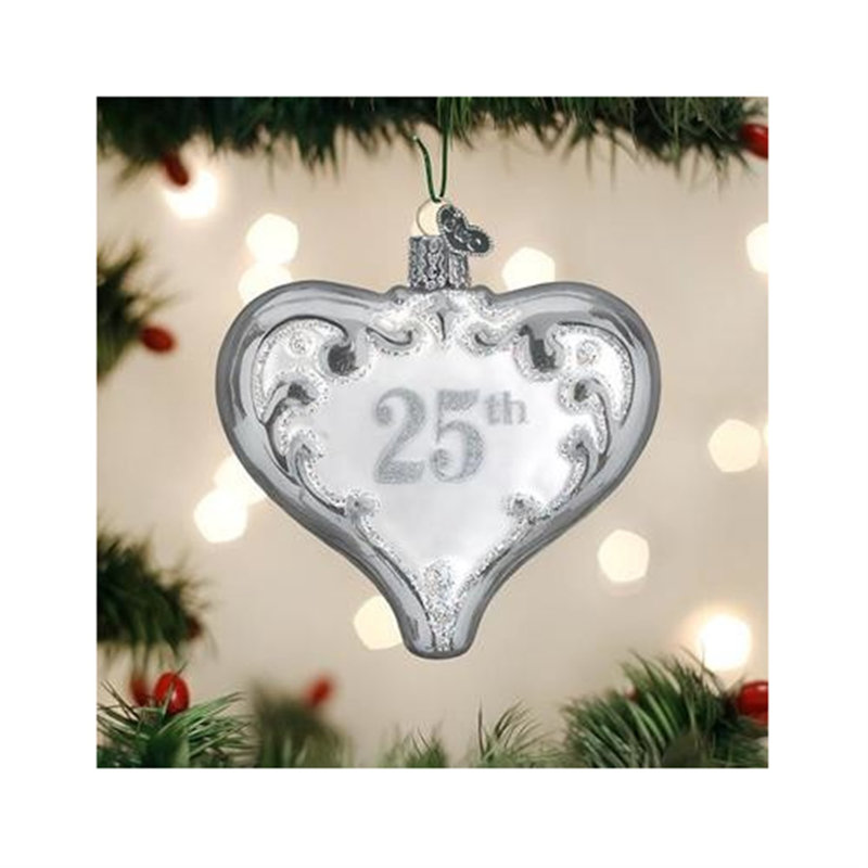Ornement figurine suspendu cœur 25e anniversaire, Argent