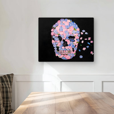 Flower Skull - Modern Metal Print for Living Room Decor