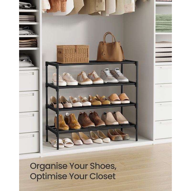 4 Tier Slim Stackable Metal Shoe Organiser for Hallway Closet 30 62.3 66 cm