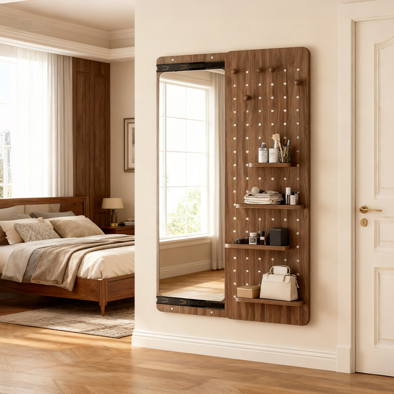 Miroir moderne complet avec tablettes ouvertes