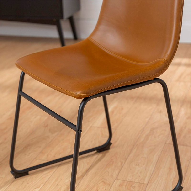 Chaise d'appoint rembourrée en métal Chronister, Orange / brun clair / orange