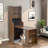 Mid-century Multi-use Extenable Cabinet Desk With Storage Peg Board, Storage Cabinet With Sliding Glass Doors, Led Light, Free Cat Cushion And Cat Toy