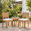 Arlynes Modern Rustic Solid Acacia Wood Outdoor Dining Chair with Cushioned Seat and Slatted Back