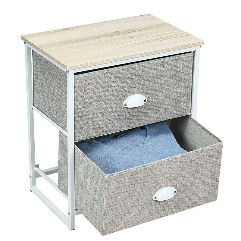 Table de chevet 2 tiroirs Schatz, Gris