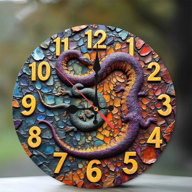 Horloge murale en mosaïque colorée