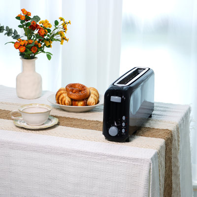 Black 2-Slice Slim Toaster - 10" Long Slot For Bagels & Artisan Bread, 6 Shade Settings, Cancel/Reheat/Defrost, Removable Crumb Tray, Auto Shut-Off