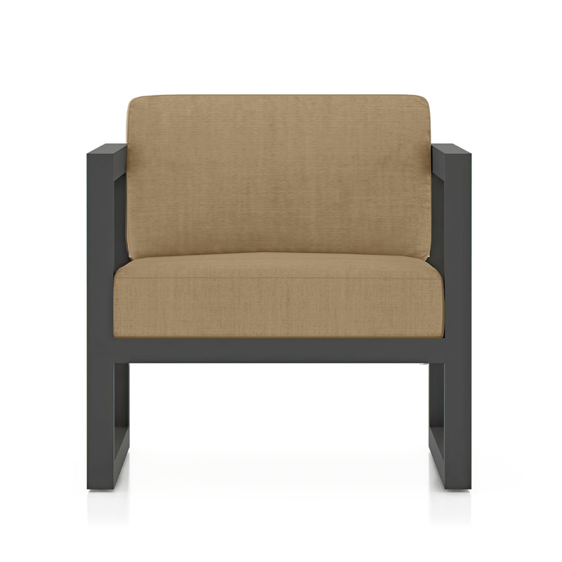 Avion 4 Piece Sofa Seating Group with Sunbrella Cushions, Canvas Charcoal Sunbrella® Canvas, Slate, 25" H x 54" W x 25.5" D 