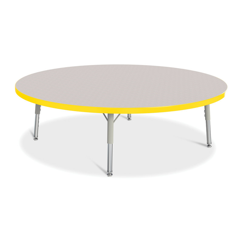 Round Wooden Table with Adjustable Chrome Legs
