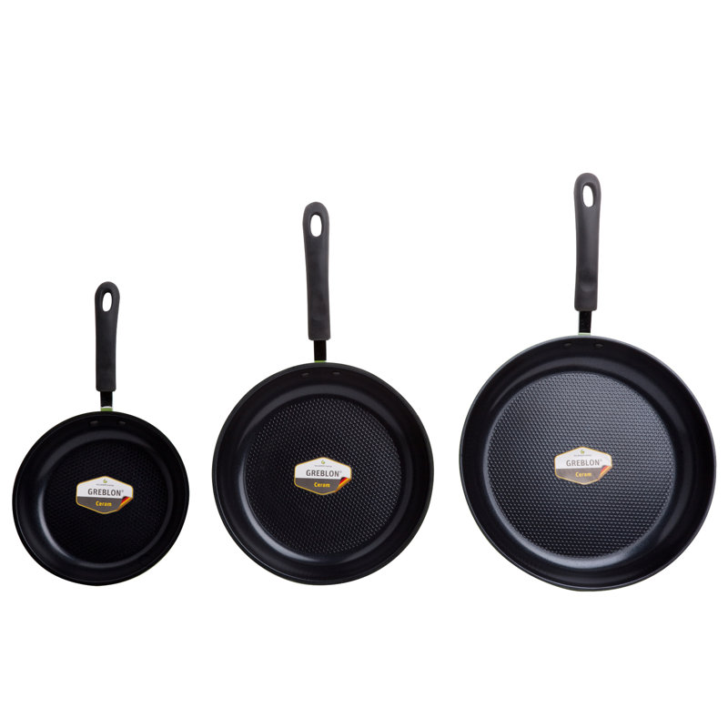 Ensemble de poêles à frire 3 articles (8 po, 10 po, 12 po) - revêtement 100 % sans PTFE fabriqué en Allemagne Green Earth
