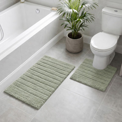 Linear Ribbed Two Piece Bath Mat Set